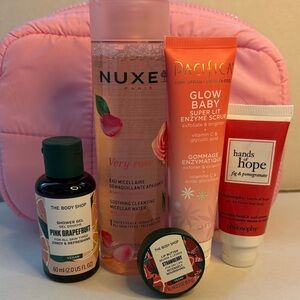 Fresh Glow Self-Care Beauty Pink Set Nuxe, Pacifica, The Body Shop & Philosophy